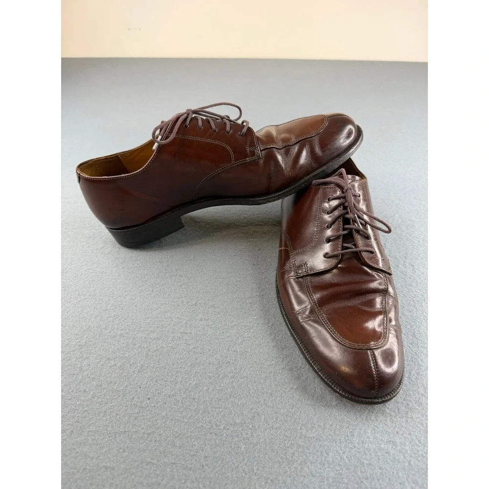 Cole Haan Dress Shoes Mens 9 D Brown Leather Split Toe Oxford Lace Up